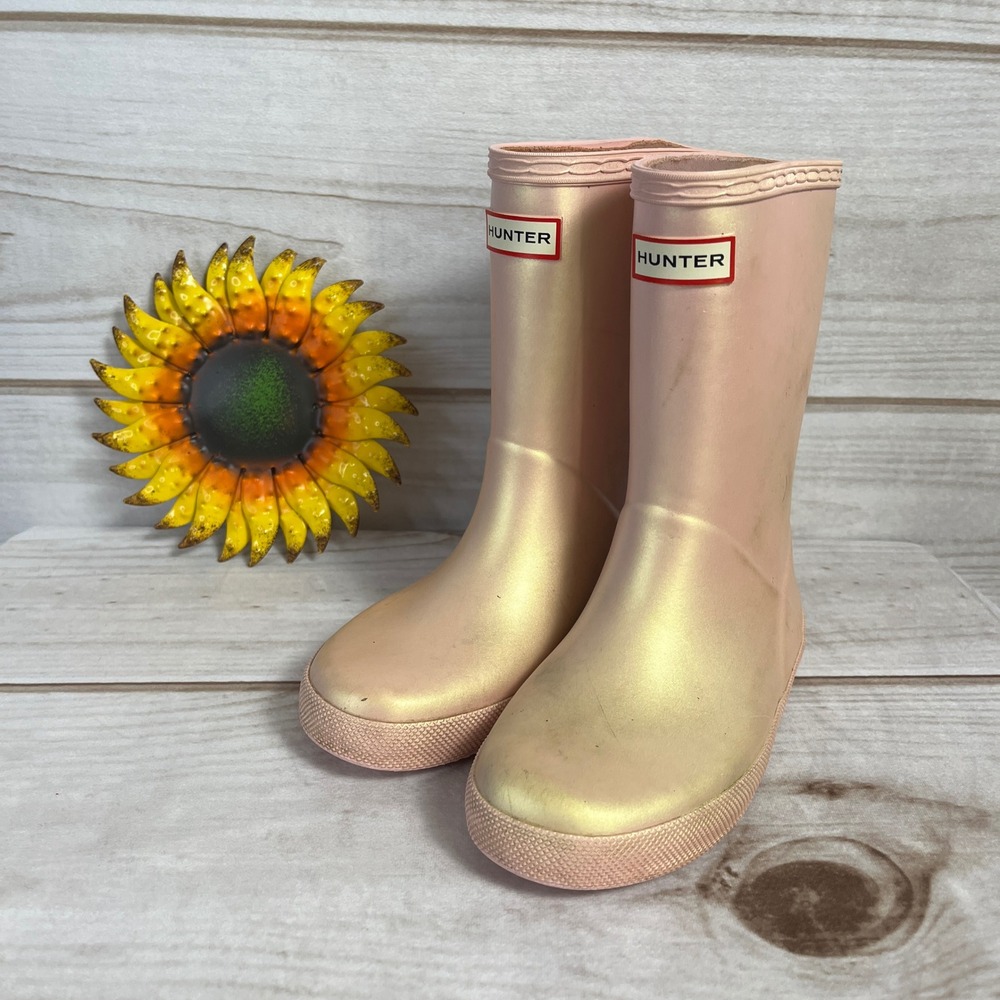 Hunter Kids First Classic Pink‎ Iridescent Rain Boots Size 12C